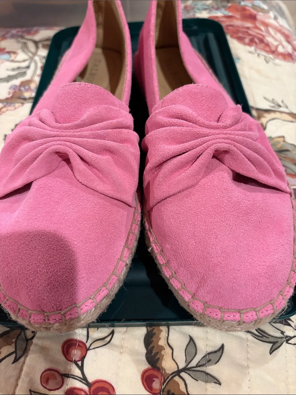 Talbots Pink Suede Knotted Espadrille Flats